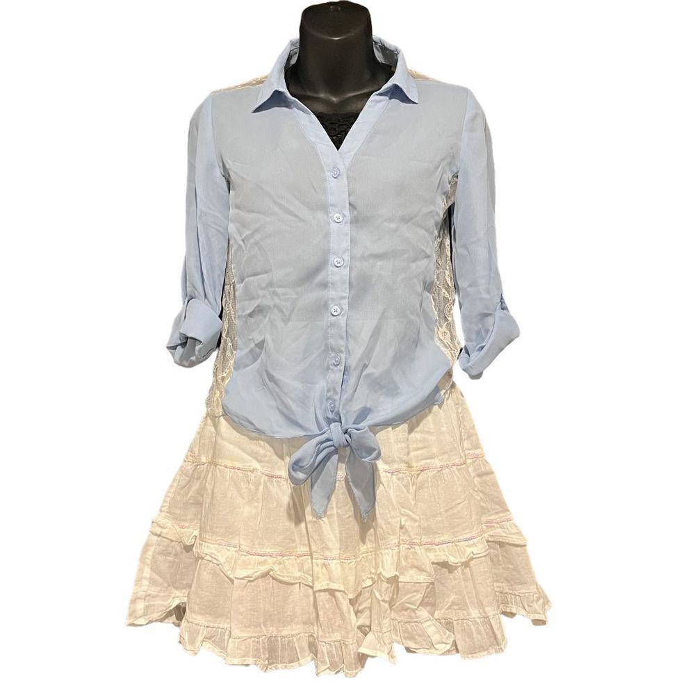 Sheer Lace Button-Up Blouse Girl’s Large